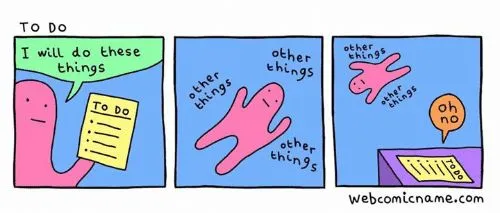 Fun picture depicting procrastination